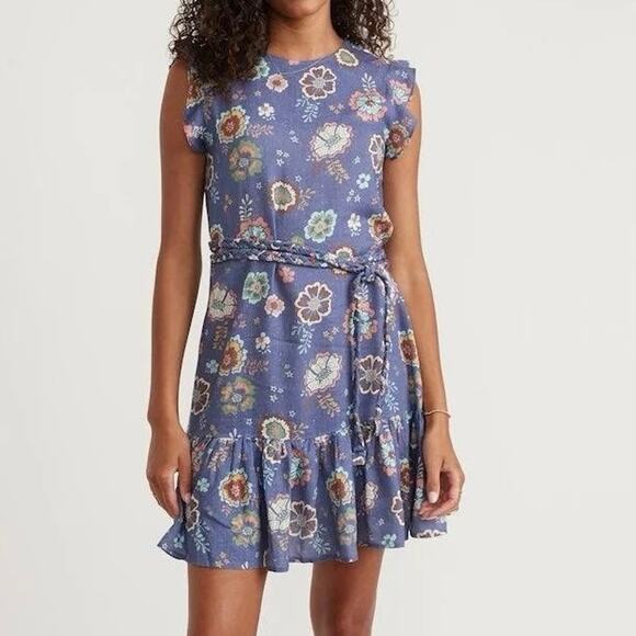 Marine Layer Laney Mini Dress in Marlin Hibiscus Floral Small - Picture 1 of 14